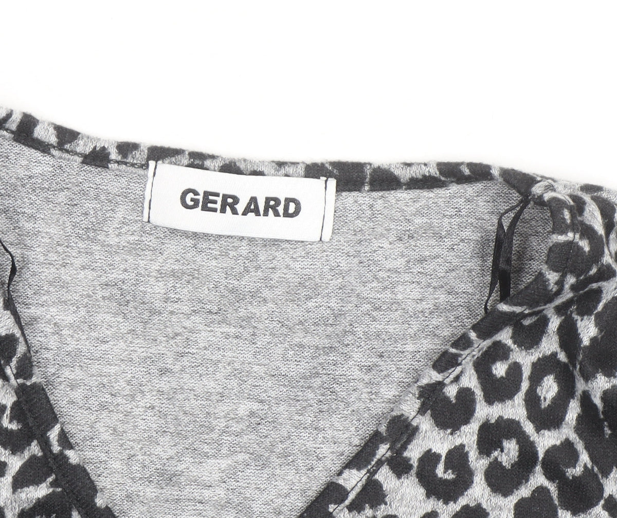 Gerard Women's Grey Animal Print V-Neck Jersey Blouse Size 14