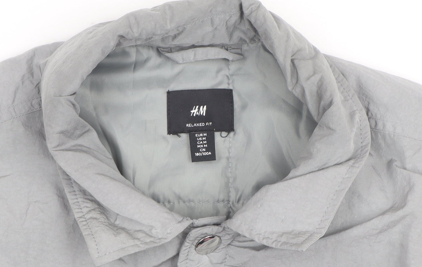 H&M Men Grey Relaxed Fit Lightweight Button Jacket Size M