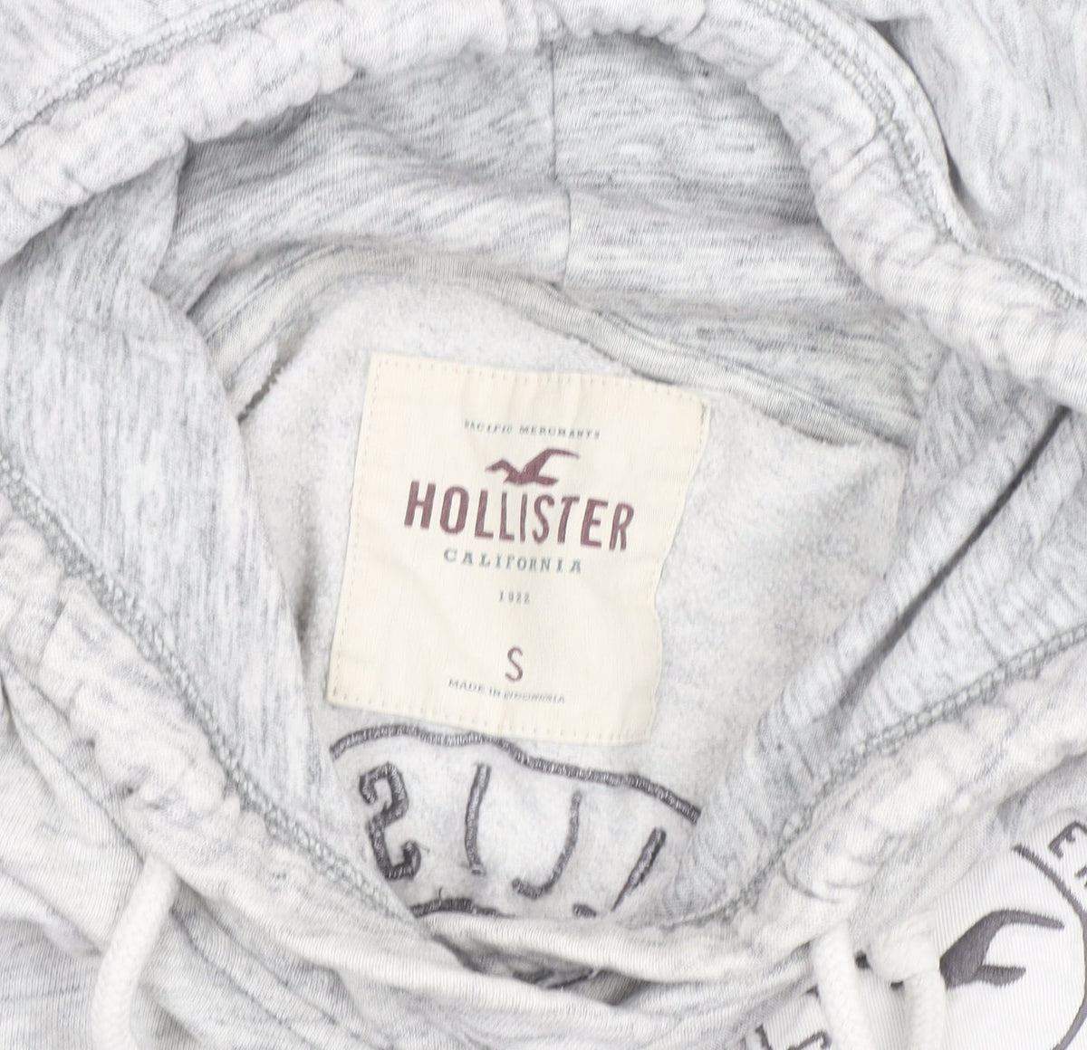 Hollister Women’s Grey Pullover Hoodie Small Logo Print Cotton Blend