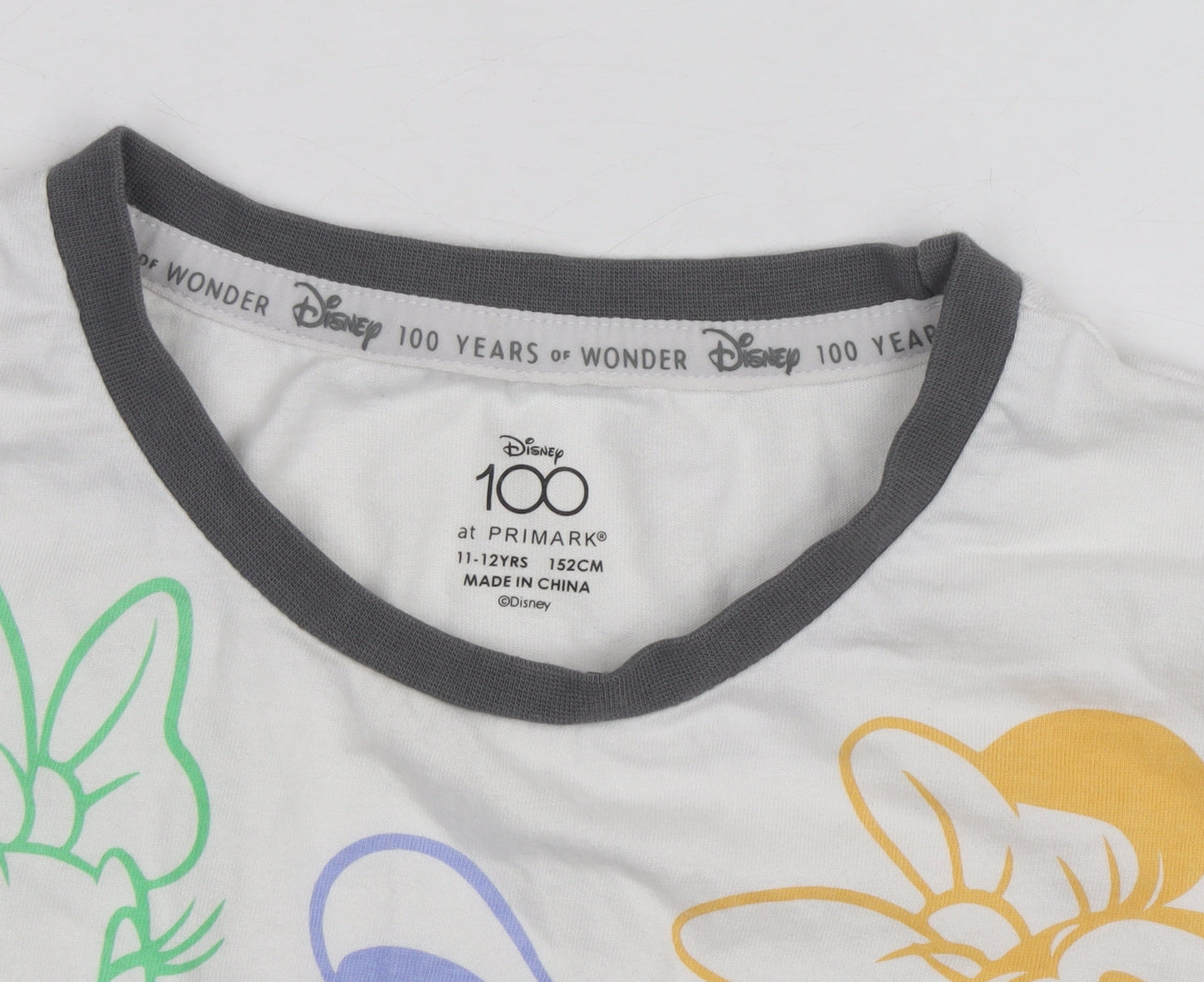 Disney Primark Girls White Mickey & Friends Graphic T-Shirt 11-12 Years