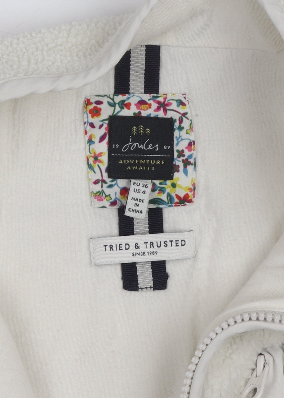 Joules Women's Ivory Full Zip Fleece Jumper Size 8 Classic Fit