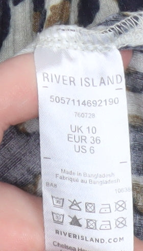 River Island Women’s Brown Leopard Roll Neck Long Sleeve Top Size 10