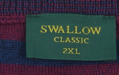 Swallow Men’s Purple Wool Blend V-Neck Classic 2XL Jumper
