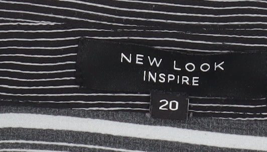 New Look Inspire Women's Black Striped Button-Up Blouse Size 20