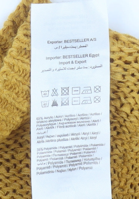 ONLY Women Yellow Chunky-Knit Pullover Jumper Size S