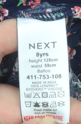 Next Girls Blue Floral Off Shoulder Playsuit Size 8 Years Viscose