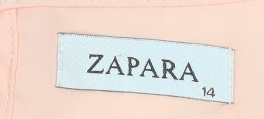 ZAPARA Women Pink Chiffon Short Sleeve Blouse Size 14