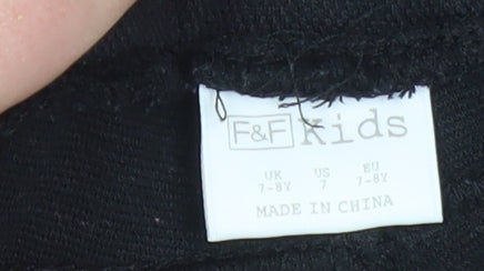 F&F Boys Black Jogger Trousers 7-8 Years Cotton Blend Zip Pockets
