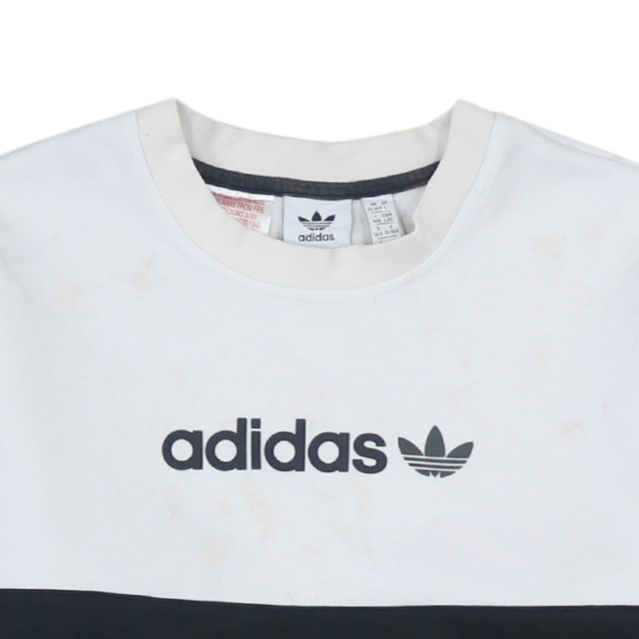 Adidas Boys Green & White Colourblock Crew Neck Sweatshirt Size 13-14 Years