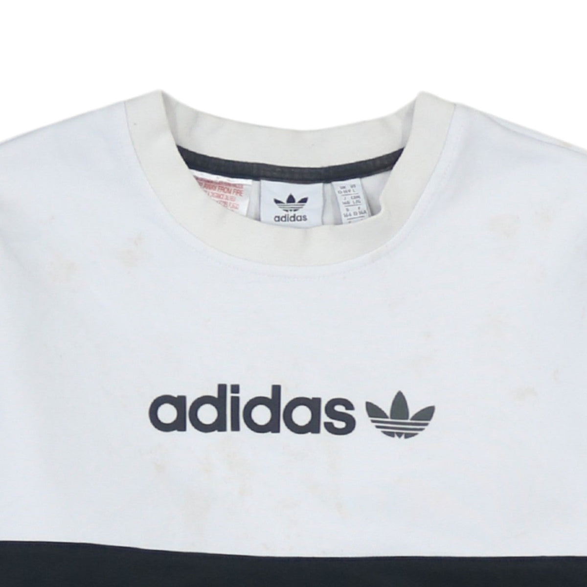 Adidas Boys Green & White Colourblock Crew Neck Sweatshirt Size 13-14 Years