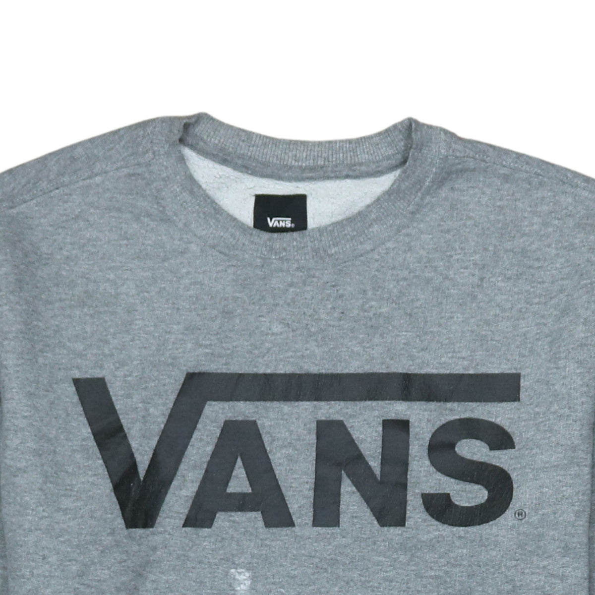 Vans Mens Grey Small Pullover Sweatshirt Crew Neck Logo Skate