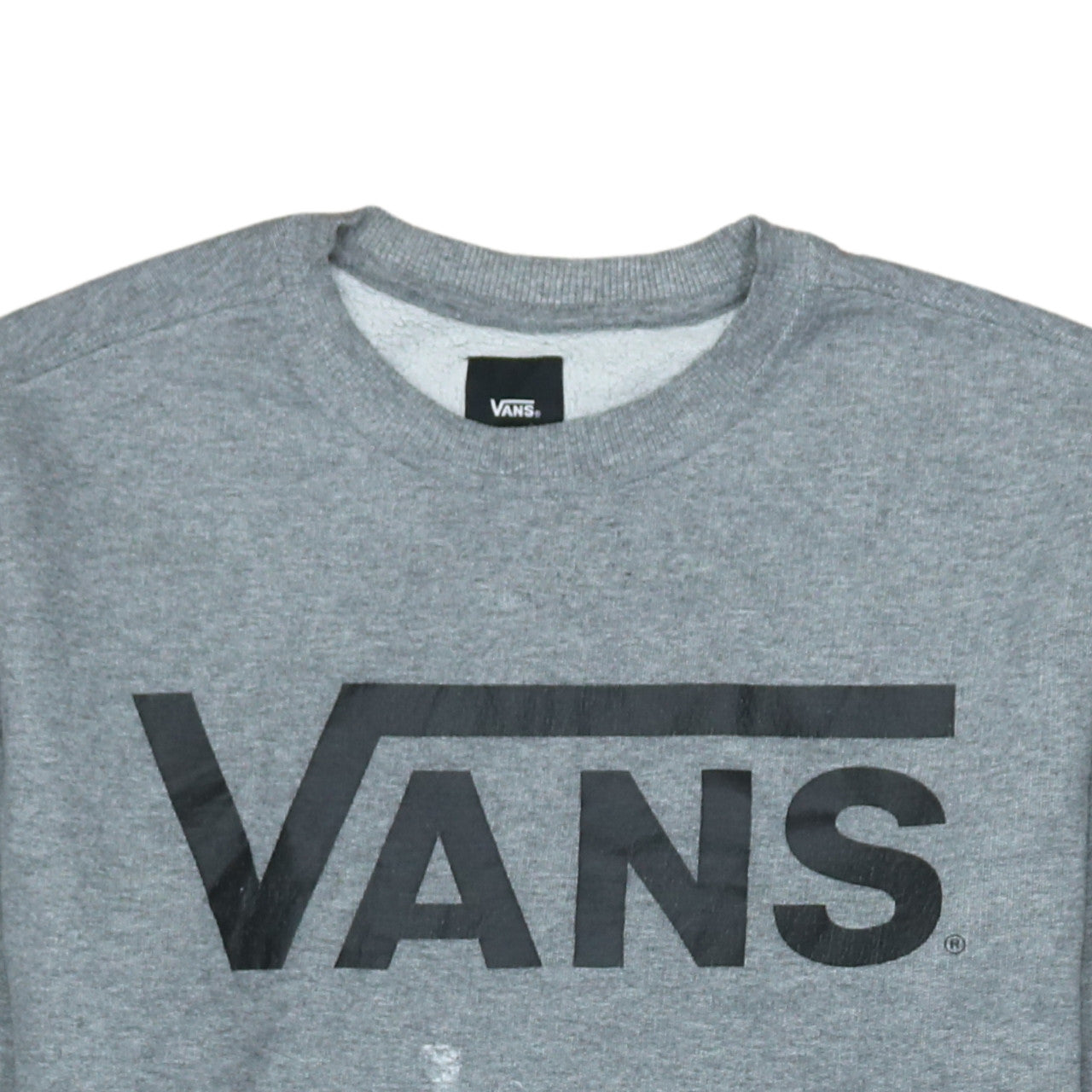 Vans Mens Grey Small Pullover Sweatshirt Crew Neck Logo Skate