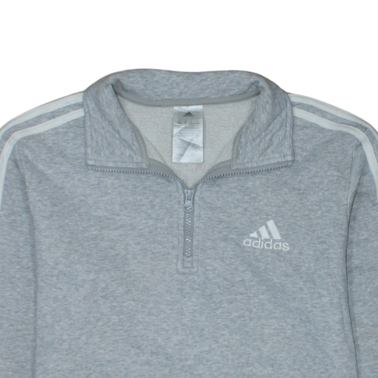 Adidas Women Grey 1/4 Zip Sweatshirt Medium Classic Logo Pullover