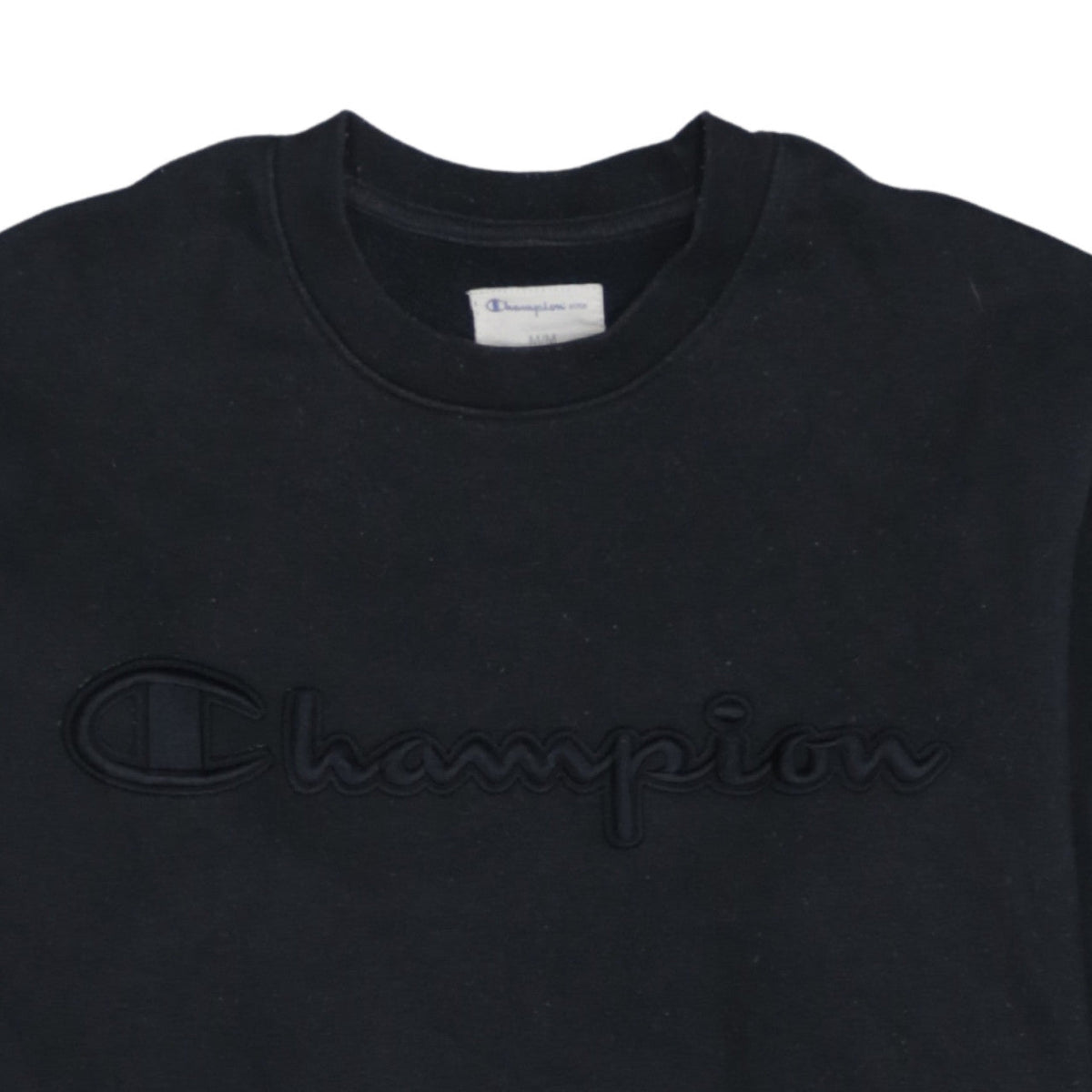 Champion Men's Black Crew Neck Embroidered Logo Sweatshirt M