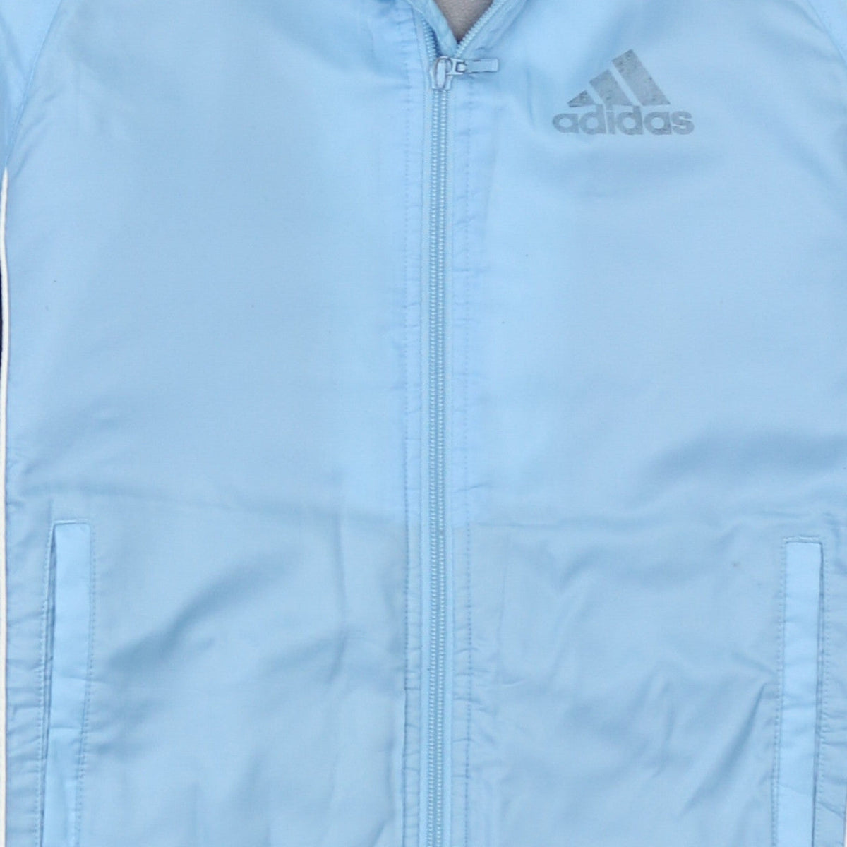 Adidas Boys Blue Hooded Full Zip Winter Puffer Jacket Age 7 Years