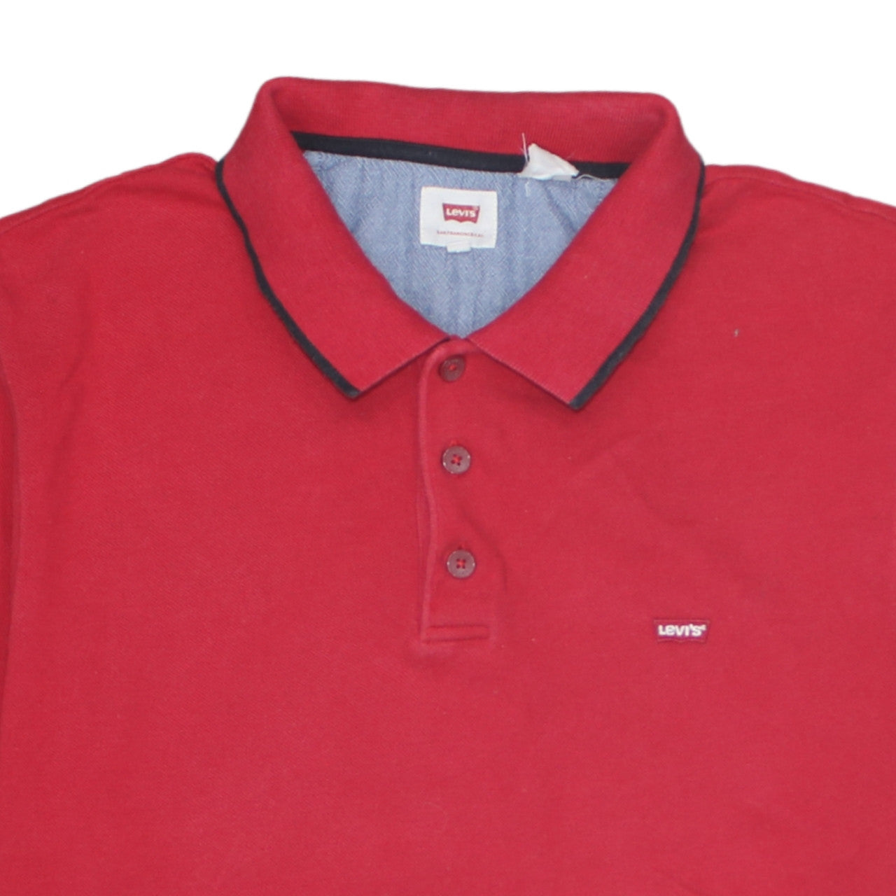 Levi's Men's Red Cotton Short Sleeve Polo Shirt Size L