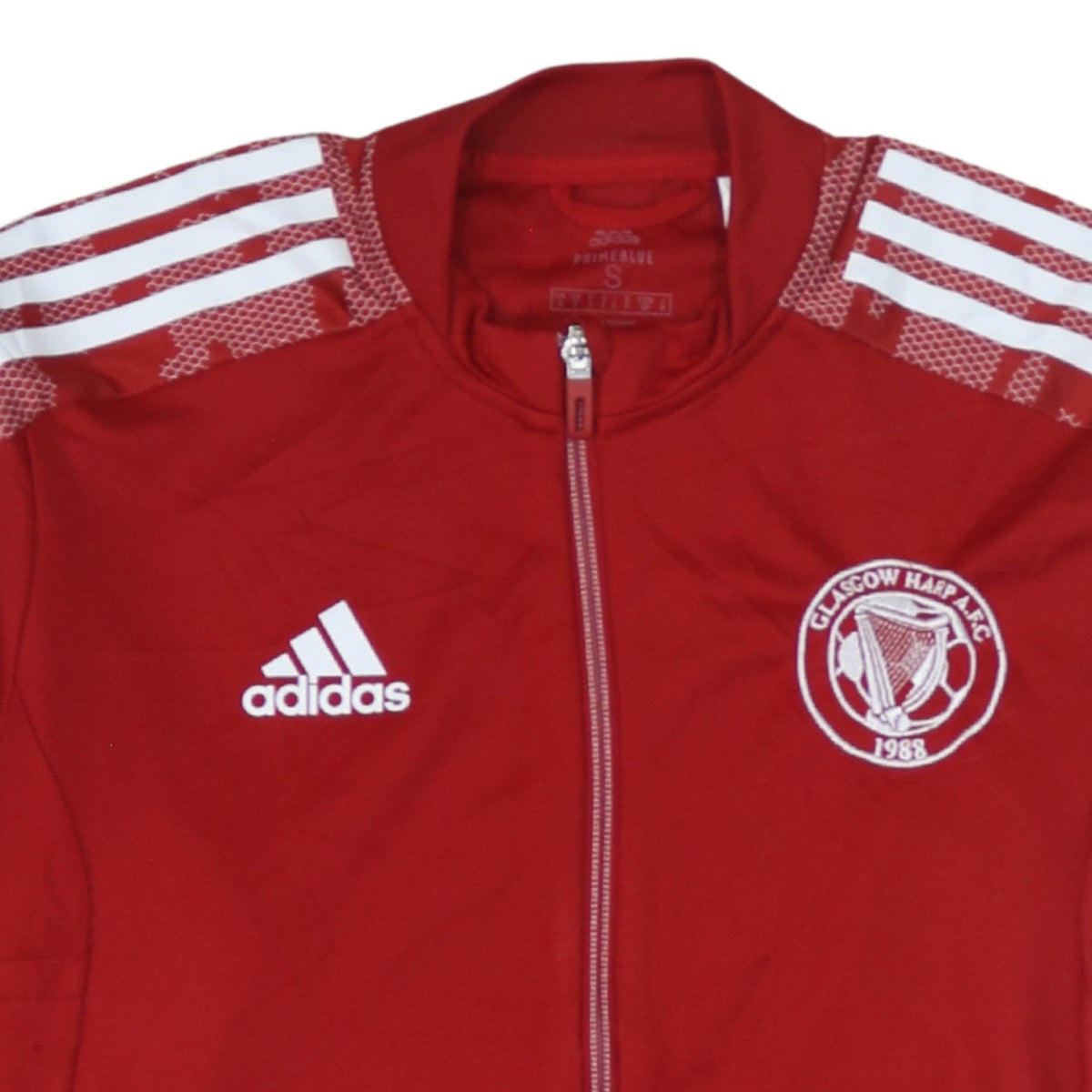 Adidas Men's Red Track Jacket Size S Regular Fit Football Primeblue