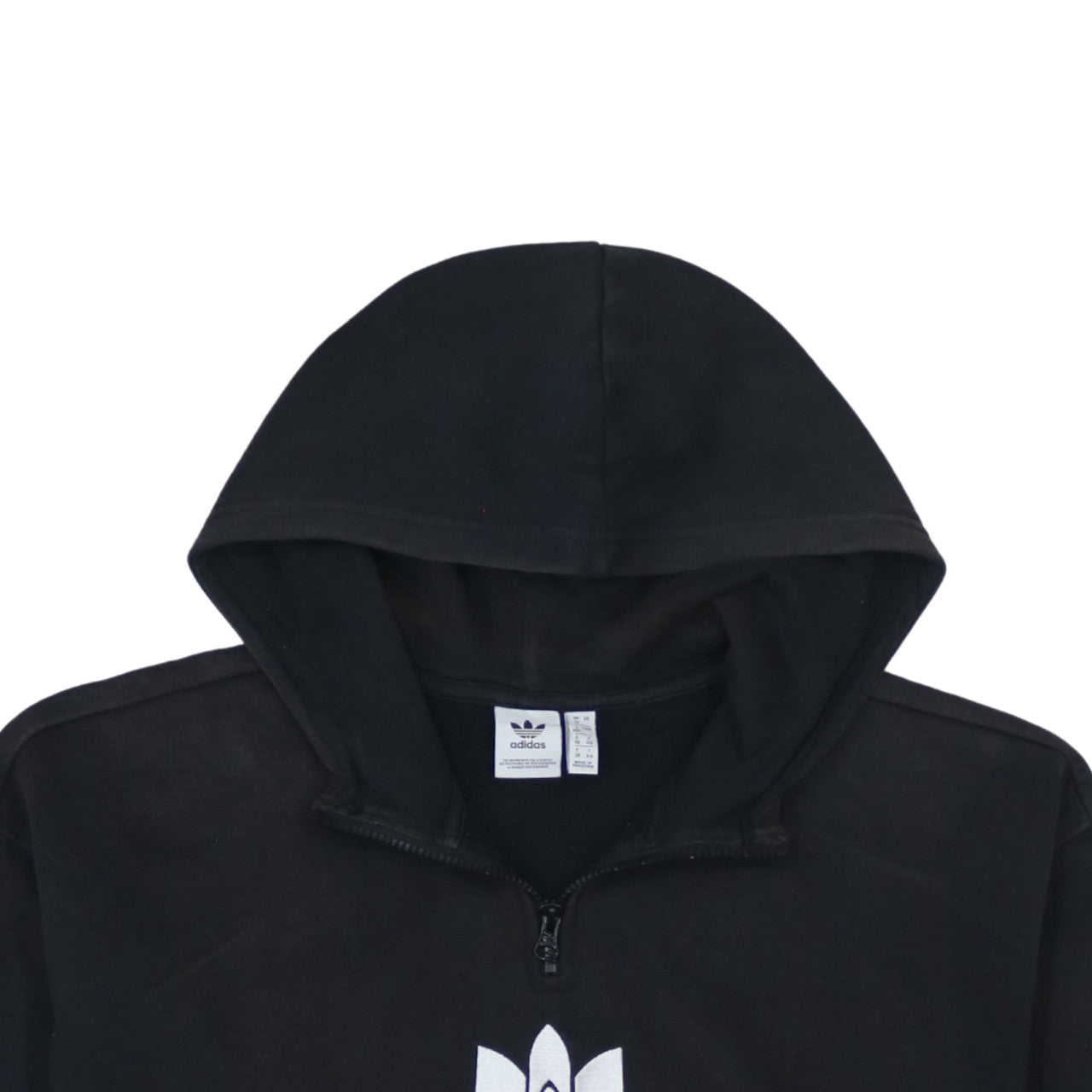 Adidas Women's Black 1/2 Zip Hooded Sweatshirt UK 12