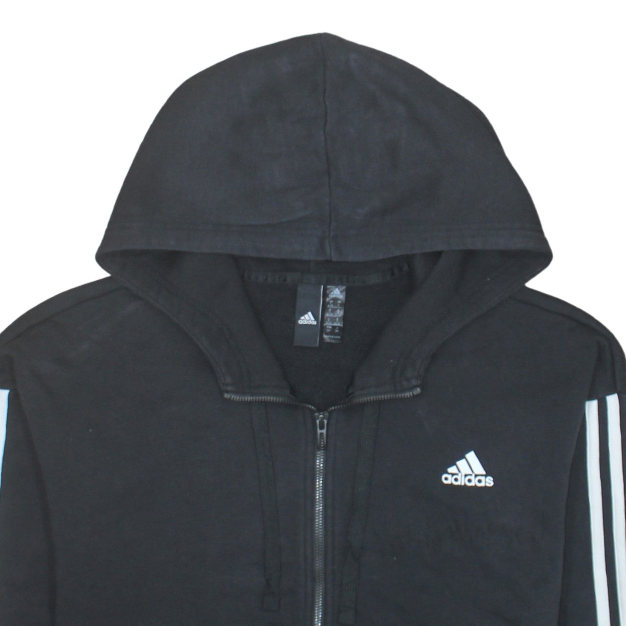 Adidas Women's Black Small Full Zip Hoodie with Striped Sleeves