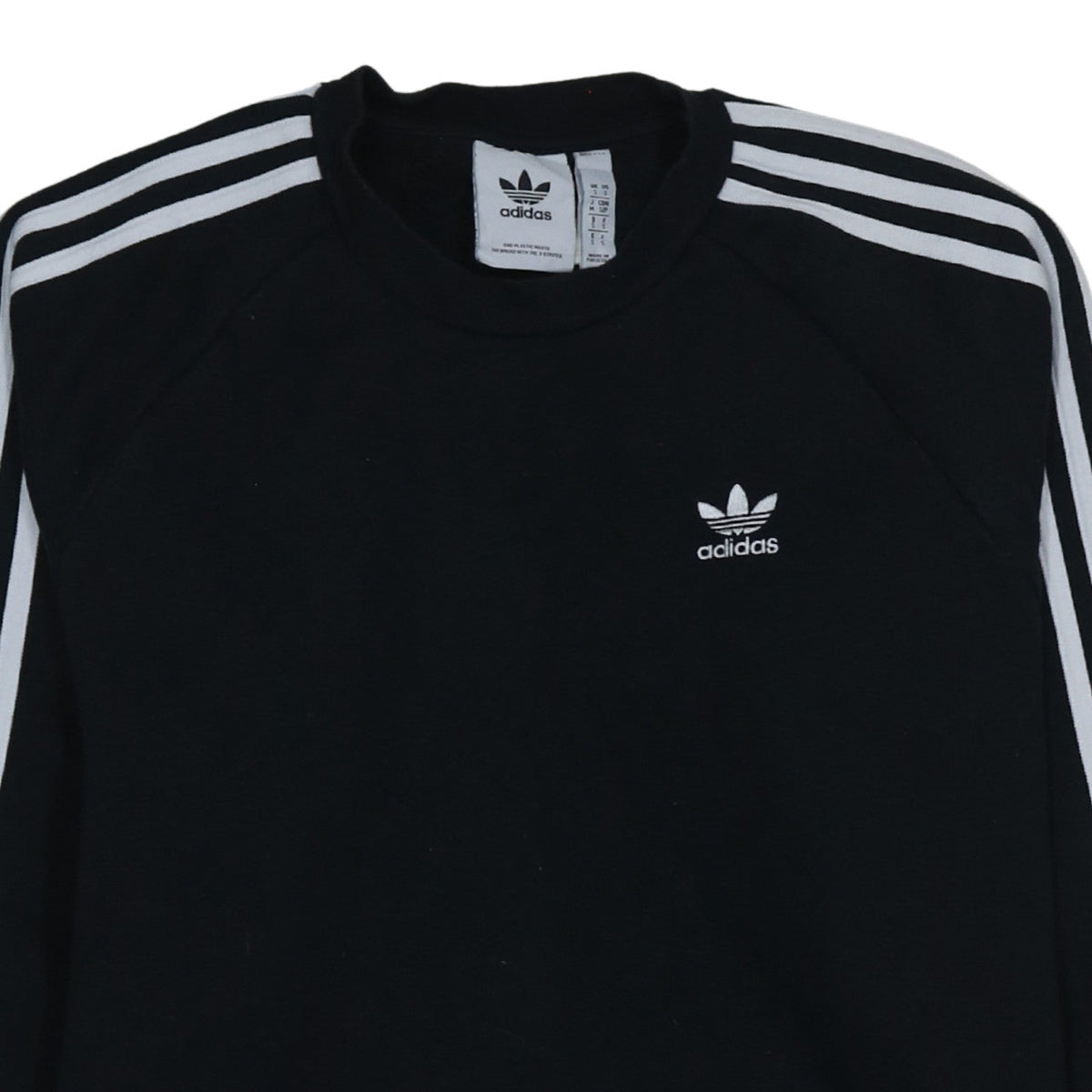 Adidas Men's Black Small Pullover Sweatshirt Crew Neck Logo Stripe