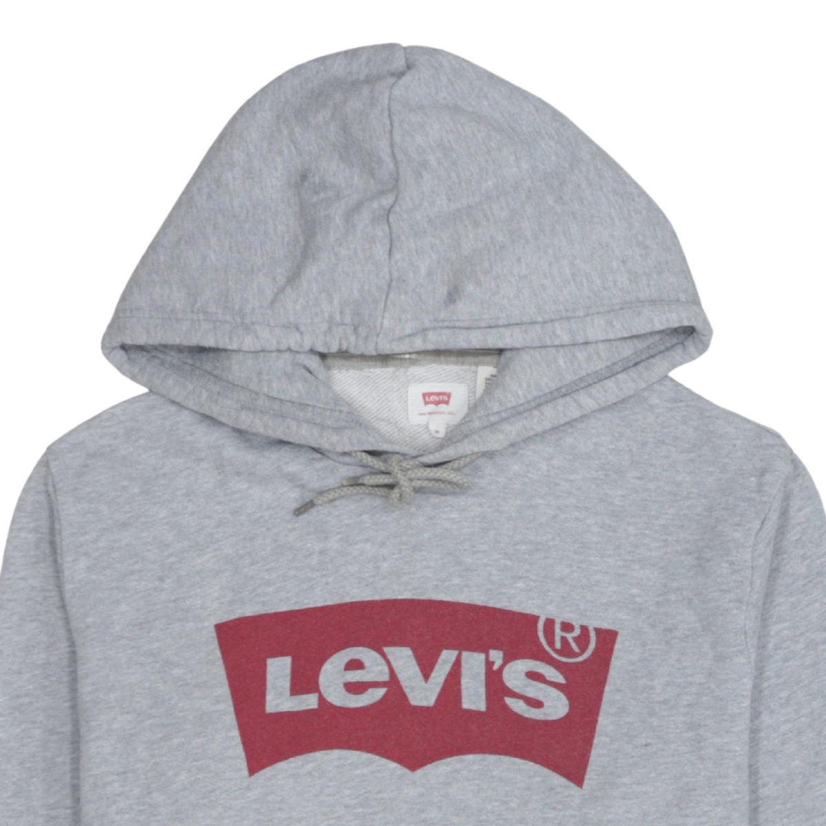 Levi's Men's Grey Pullover Hoodie M Logo Graphic Cotton Fleece