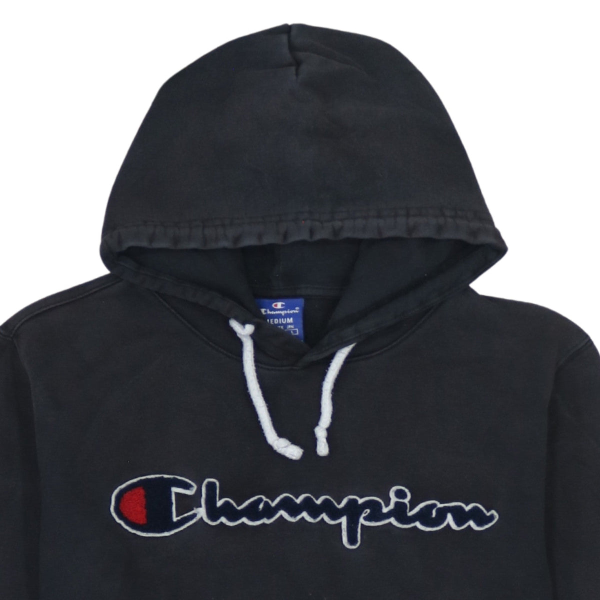 Champion Men's Black Medium Pullover Hoodie with Logo Embroidered Detail