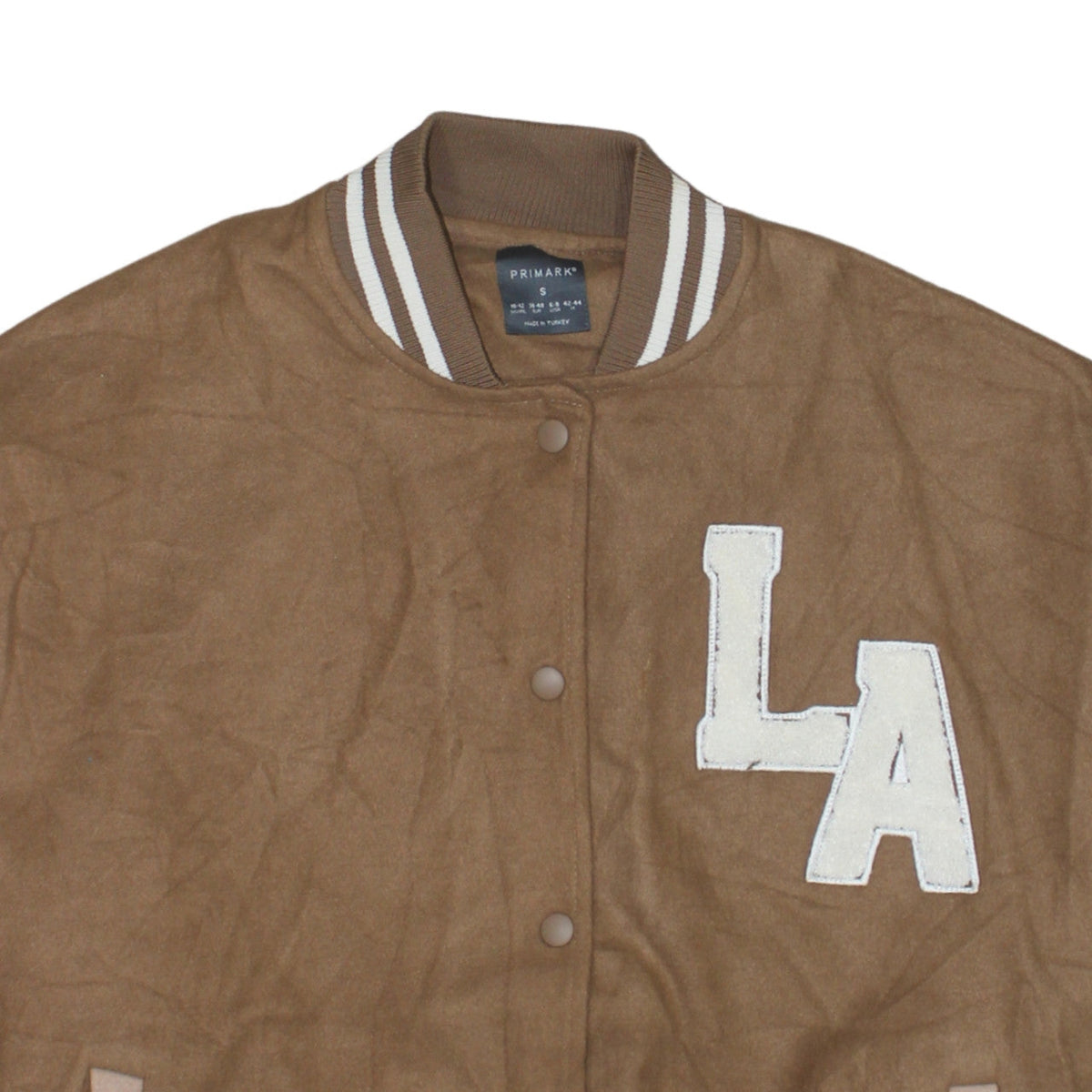 Primark Women Brown S Varsity Letterman Jacket LA Logo Lightweight