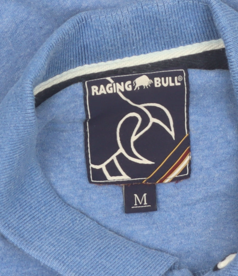 Raging Bull Men's Blue Cotton Polo Shirt Size M Short Sleeve