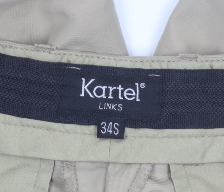 Kartel Men's Beige Chino Trousers 34S Regular Fit Lightweight