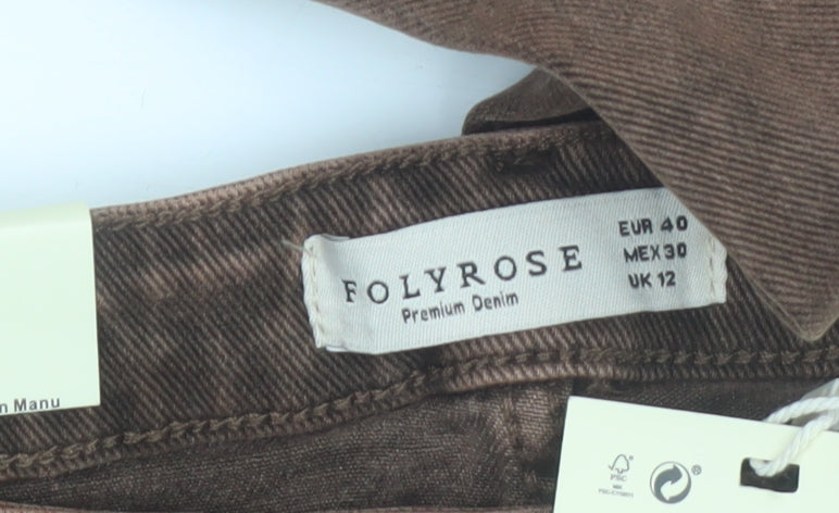 Folyrose Women Brown Flared Corduroy Jeans Size 12