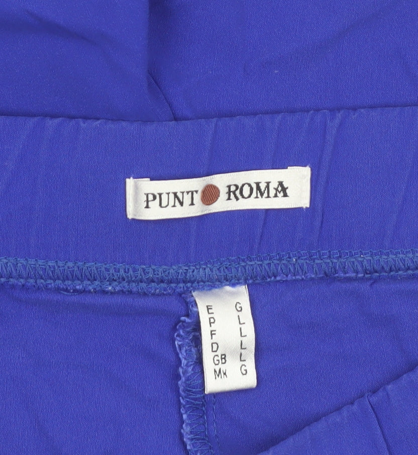 Punto Roma Women’s Blue Capri Trousers L Viscose Blend Stretch
