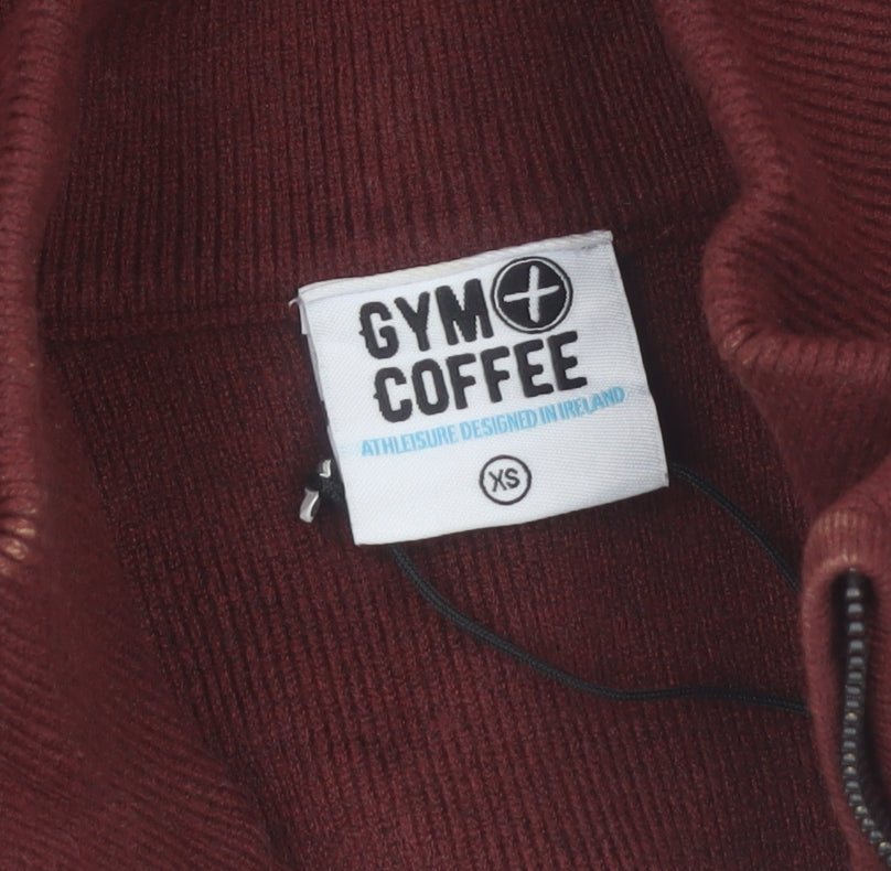 Gym+Coffee Men’s Red XS 1/4 Zip High Neck Knit Jumper