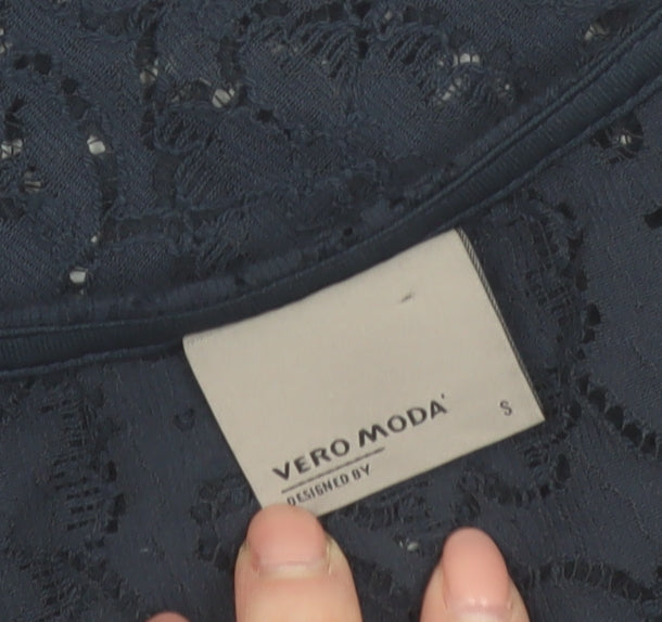 Vero Moda Women's Blue Lace Short Sleeve Blouse Size S