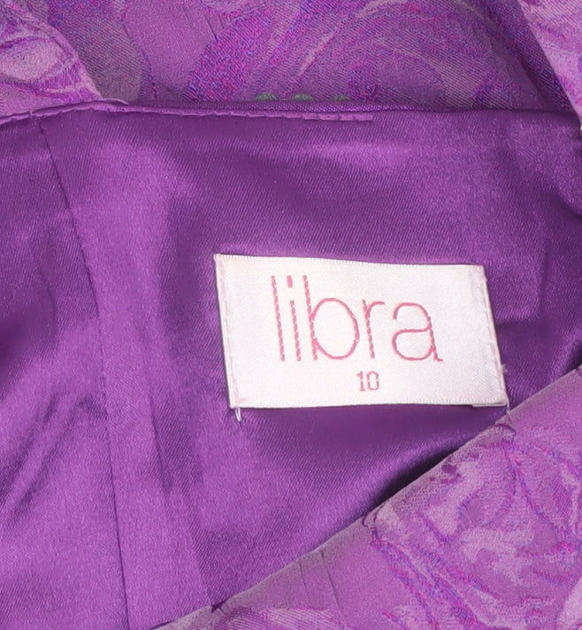 Libra Women’s Purple Floral Ruched Beaded Bodycon Dress Size 10