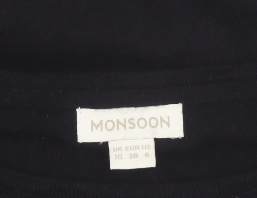 Monsoon Women's Black Size 10 Beaded Knit Bodycon Dress