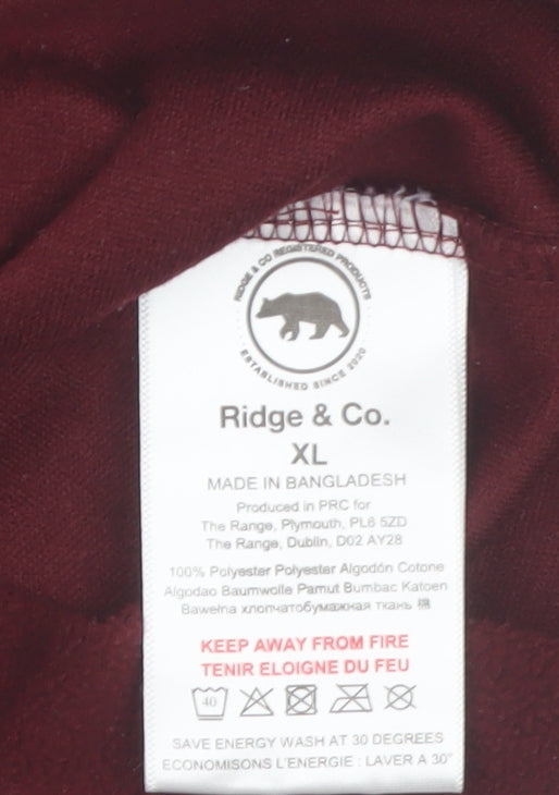 Ridge & Co Mens Red Fleece 1/4 Zip Pullover Sweatshirt XL