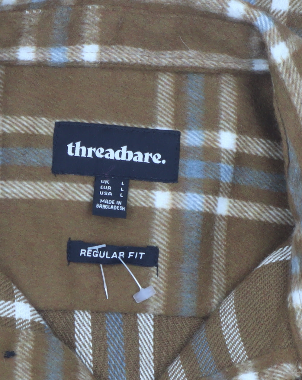 Threadbare Men's Brown Check Flannel Jacket L Regular Fit