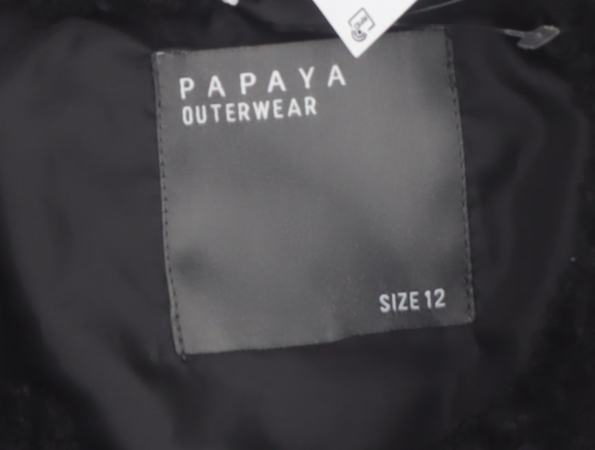 Papaya Women’s Black Faux Shearling Bomber Jacket Size 12