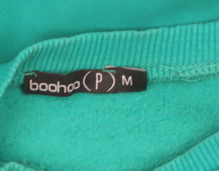 Boohoo Women’s Green Pullover Sweatshirt M Petite Cotton Blend