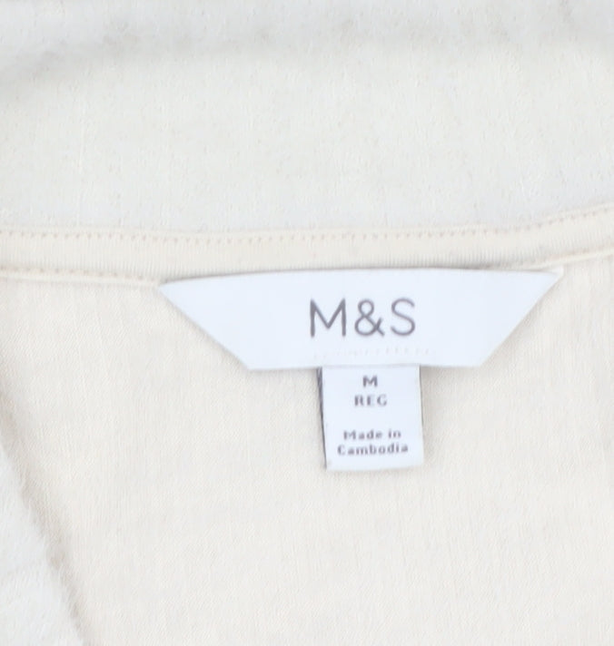 Marks & Spencer Women’s Beige V-Neck Knit Jumper M