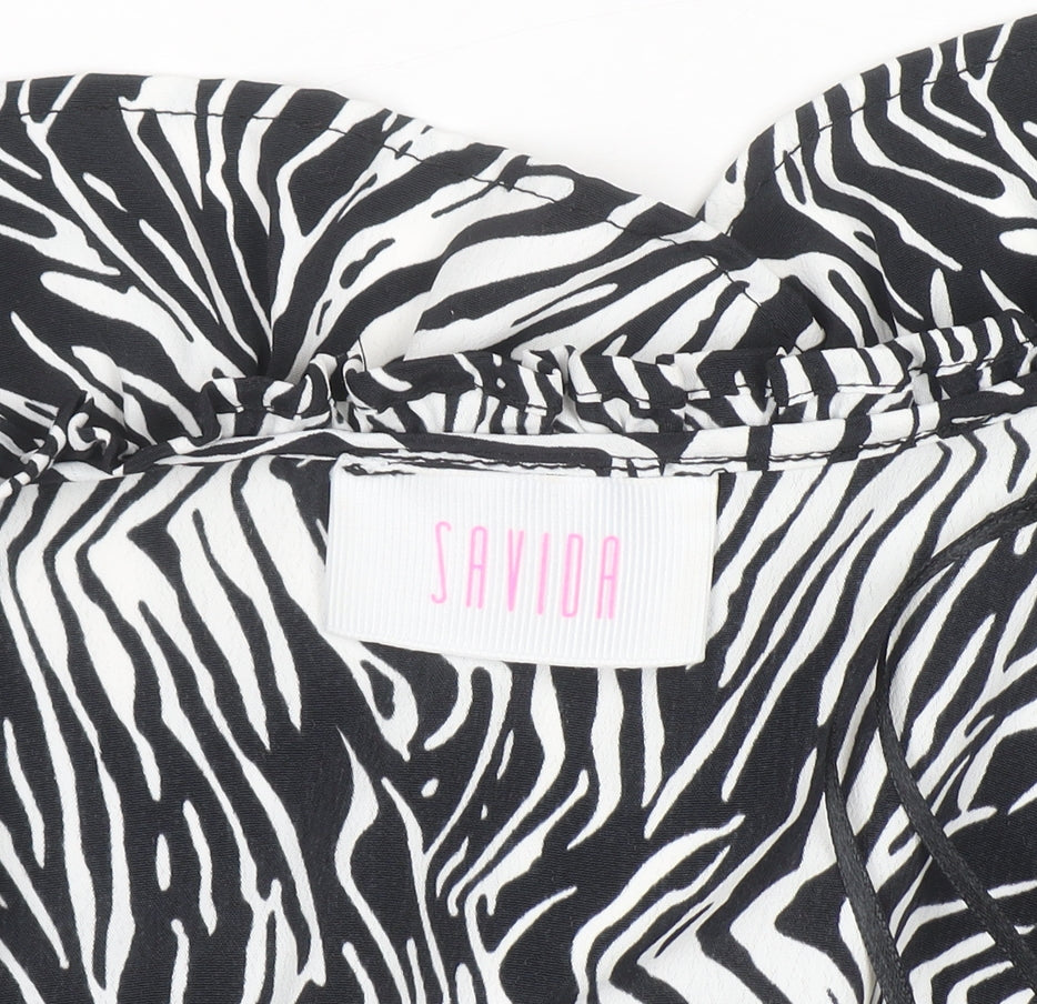 Savida Women’s Black Zebra Print Short A-Line Dress Size 10