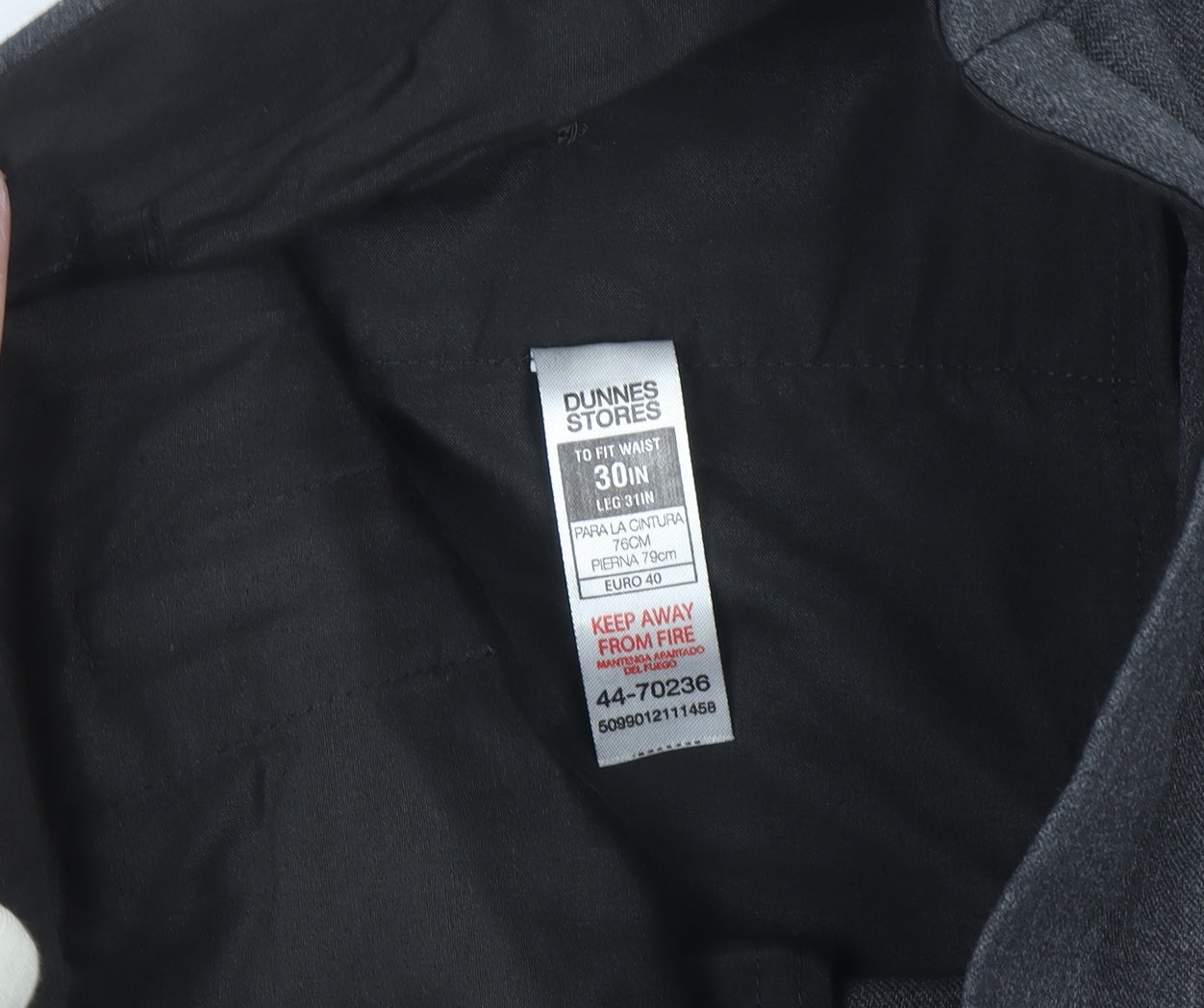 Dunnes Men's Grey Regular Fit Dress Trousers 30W 31L