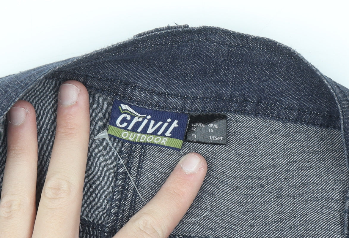 Crivit Women's Blue Cargo Trousers Size 16 Stretch Cotton Blend Outdoor