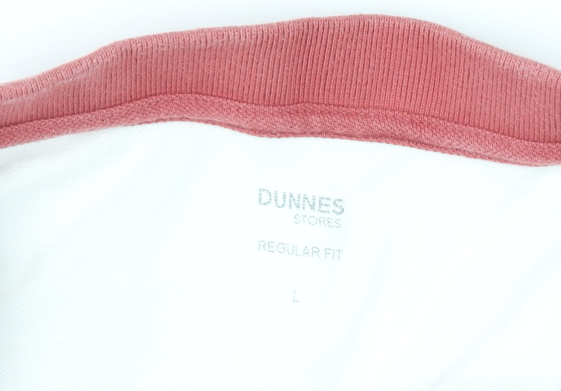 Dunnes Stores Men's Rust Striped Polo Shirt Large Regular Fit Cotton