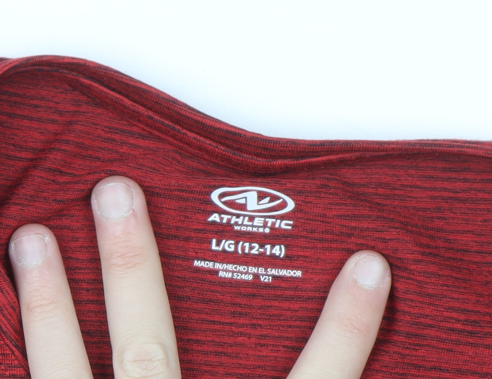 Athletic Works Womens Red Long Sleeve Active T-Shirt Size L 12-14