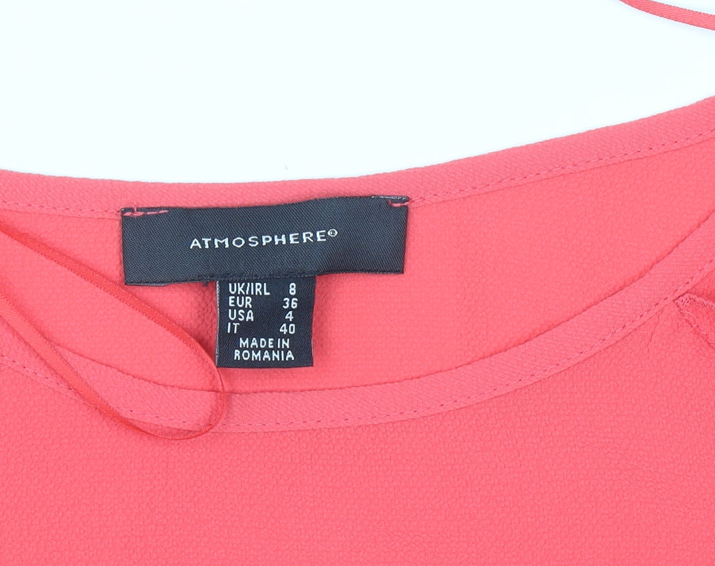 Atmosphere Women Pink Cold Shoulder Ruffle Blouse Size 8