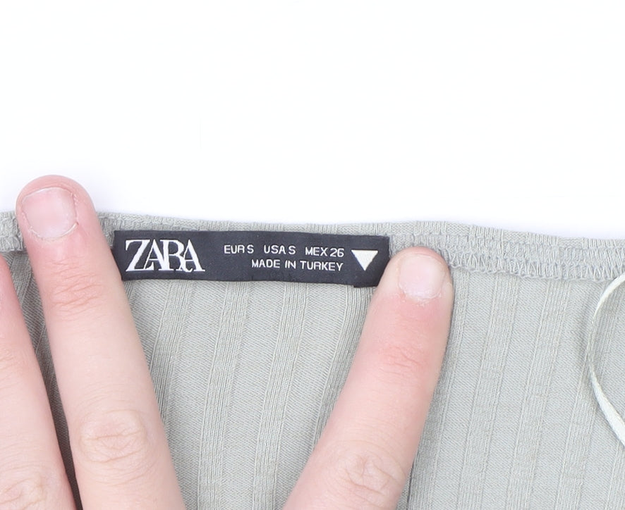Zara Women Grey Size 8 Long Sleeve Ribbed Bodycon Dress