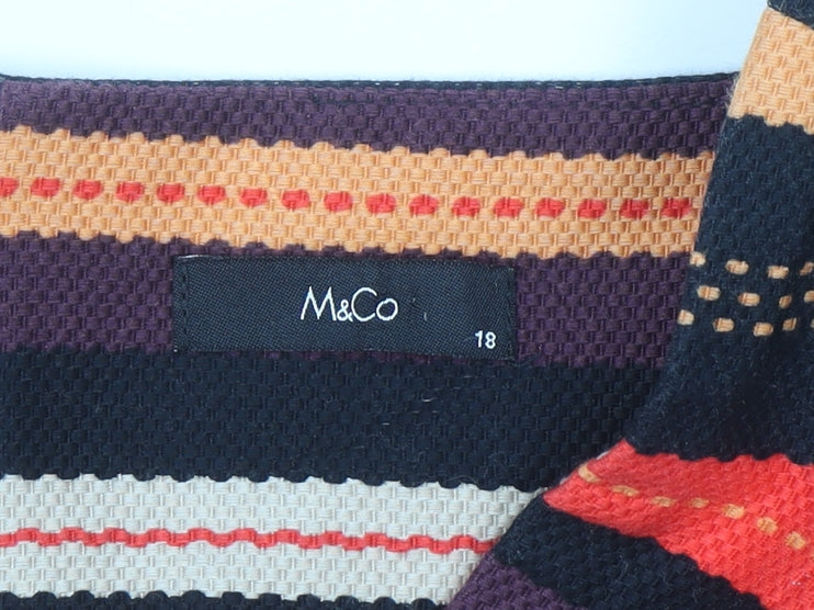 M&Co Women’s Multicoloured Stripe Shift Dress Size 18 Sleeveless
