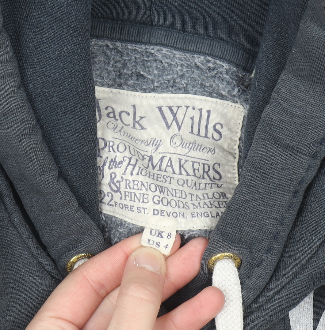 Jack Wills Women's Navy Blue Pullover Hoodie Size 8 Cotton Blend