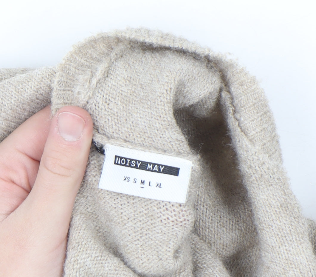 Noisy May Women Beige Knit Reversible Tie Cardigan Size S